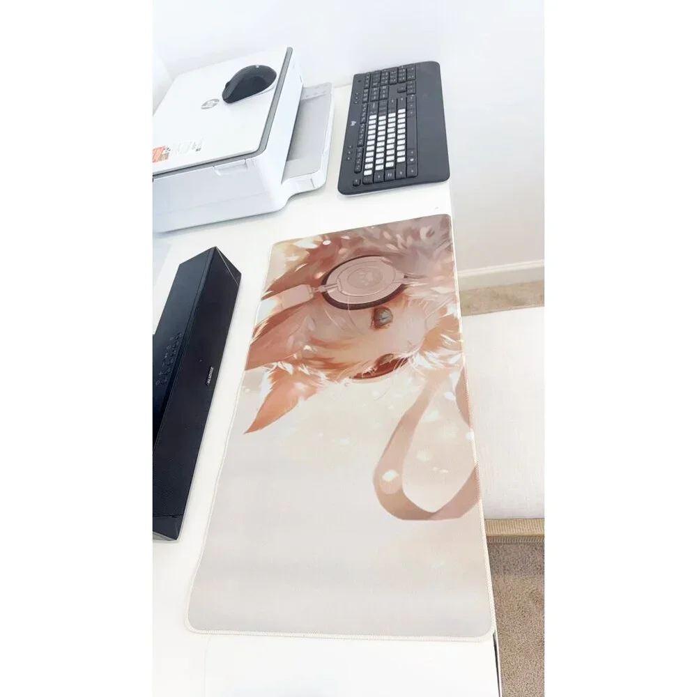 Pastel Cartoon Cat Large Mouse Pad Non-Slip Desk Mat for Computer & Laptop Use